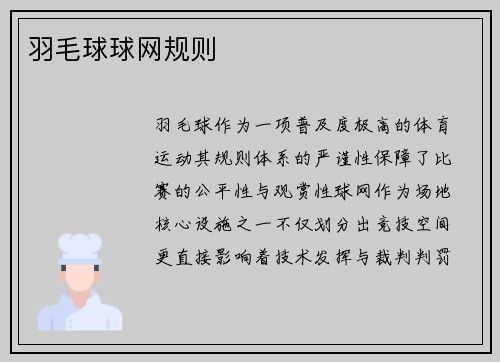 羽毛球球网规则